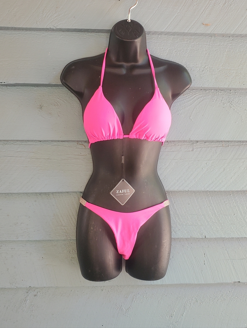 Zaful Women's Hot Pink Triangle Bikini Set